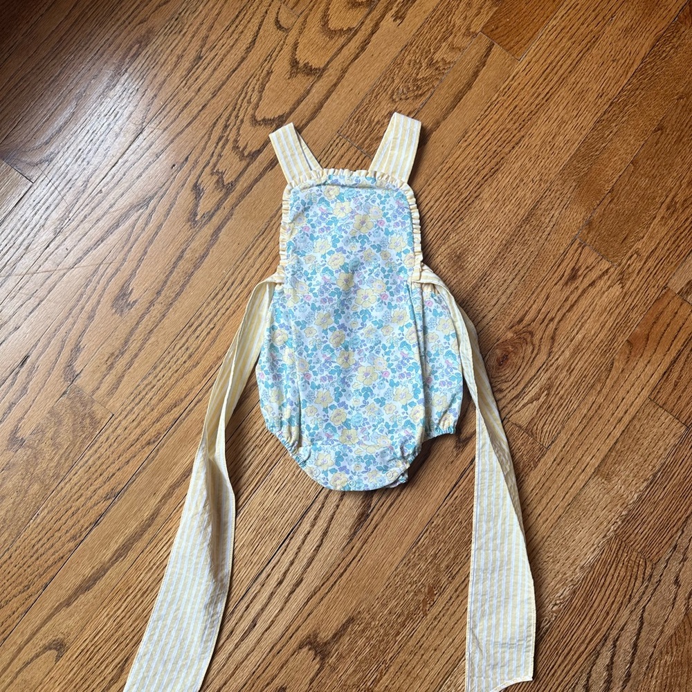 Luli & Me Sunny Yellow Floral Bubble, Size 9 month